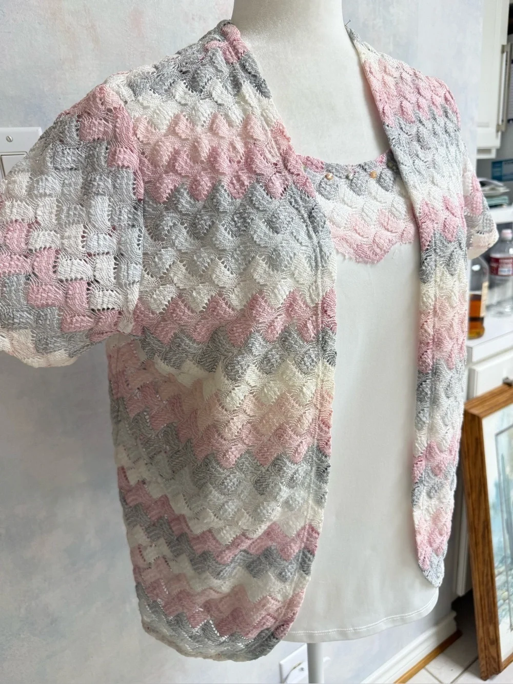 Alfred Dunner 2 pc Matching Tank Top with Lace Sweater.  Casual /Church / Work.